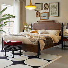 富格佳法式复古床中古床1.8米美式双人主卧大床全实木红橡木家具