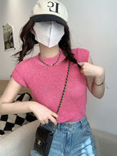 多色系T恤女夏季新款网红名媛正肩短款套头韩版修身圆领短袖上衣