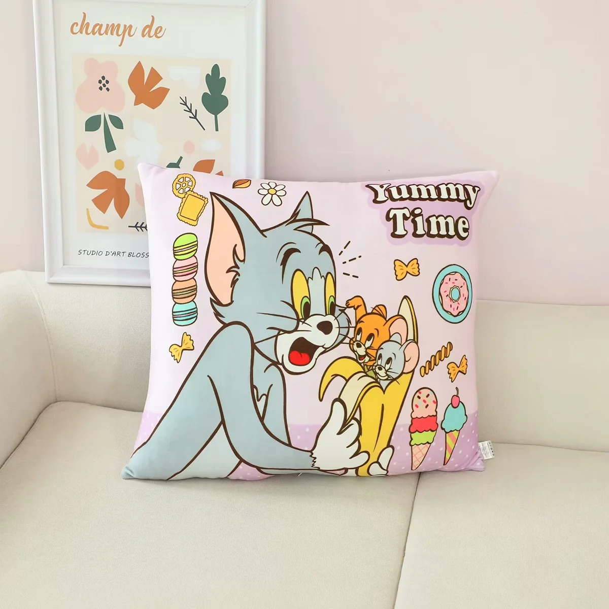 ins少女心卡通可爱猫咪方形抱枕床头沙发靠垫背儿童生日礼物枕头