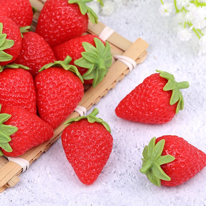 仿真草莓模型塑料白草莓假水果蛋糕装饰拍摄道具橱窗展示儿童玩具