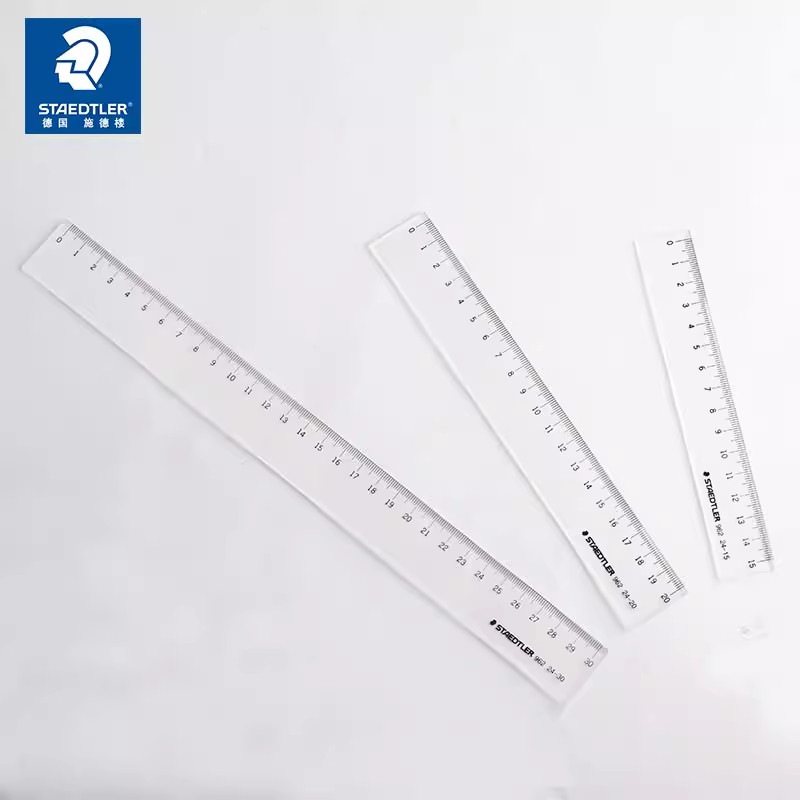 德国施德楼直尺96224透明树脂15厘米20厘米30cm尺子设计绘图直尺