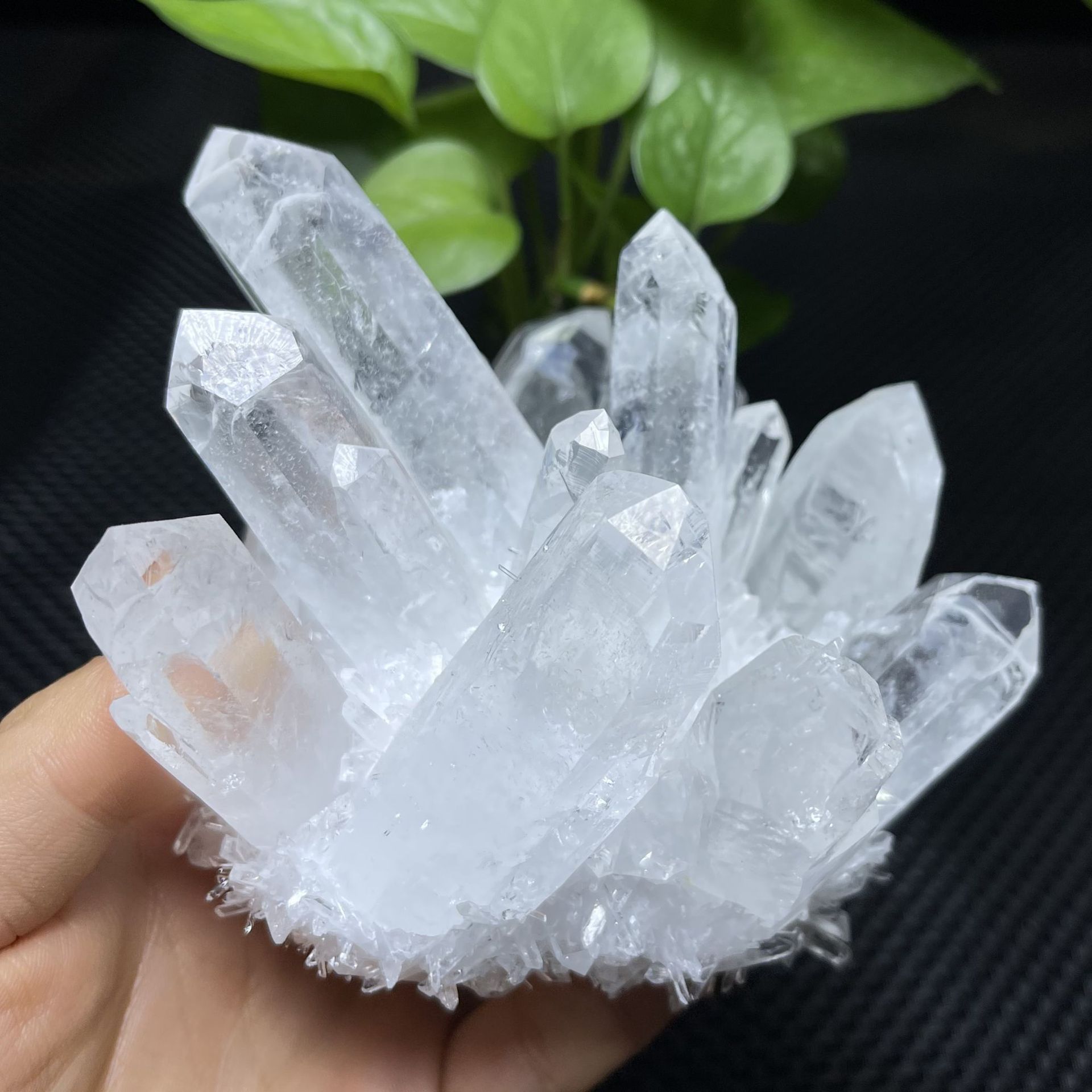 晶簇批发 天然白水晶簇绿黄蓝水晶花矿标工艺品 消磁能量原石摆件
