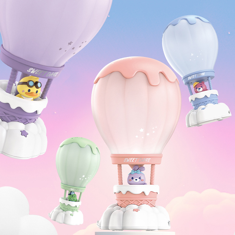 cartoon hot air balloon table lamp three-gear color temperature xingx projection usb rechargeable children‘s room ambience light decoration