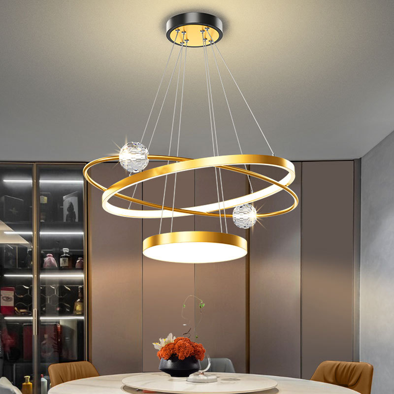 Dining Room Chandelier Modern Simple and Light Luxury Lamps Creative Trending Dining Room Crystal Lamp Nordic Ring Dining Table Bar Lamp