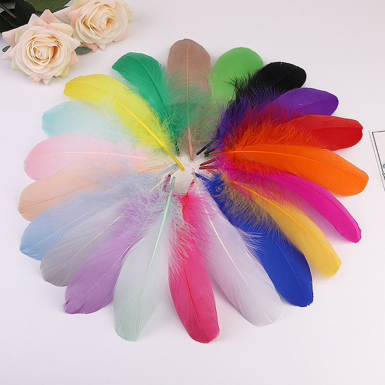 Spot Supply 18 Color Goose Feather Color Feather DIY Ornament Material Dyed Large Floating Feather Wholesale