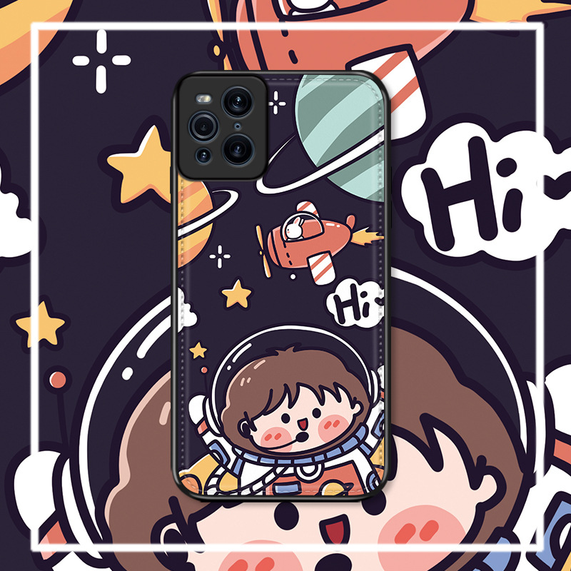 适用于oppo findx3pro手机壳皮纹findx3保护套遨游宇宙女款日系潮