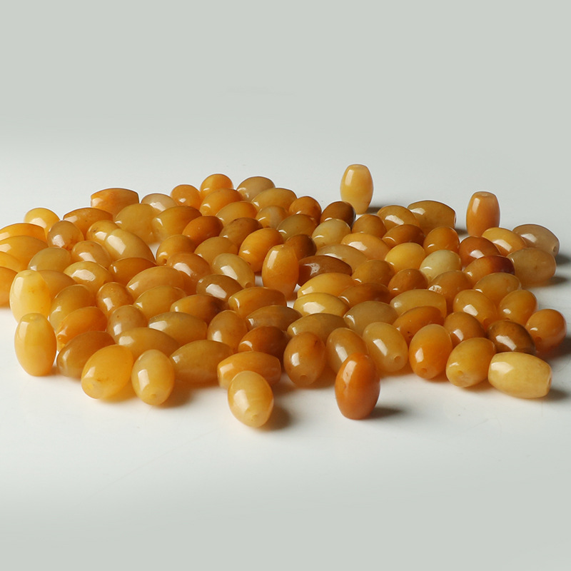 黄龙玉石金丝玉米珠散件玉珠子diy手链项链配件散珠佛珠饰品配饰