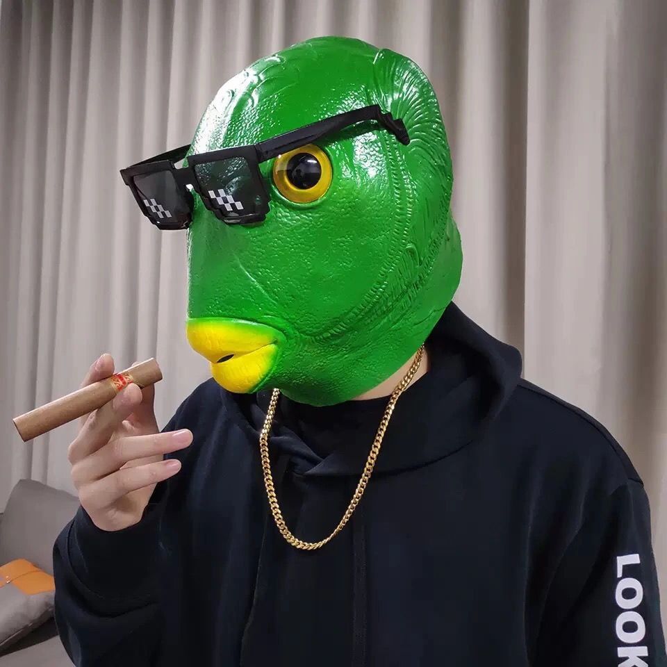 绿头怪面具沙绿头鱼绿头怪头套绿色鱼绿鱼人怪鱼丑鱼怪怪鱼
