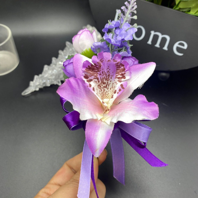 商务会议活动贵宾嘉宾胸花公司年会开业剪彩礼仪襟花花兰花紫