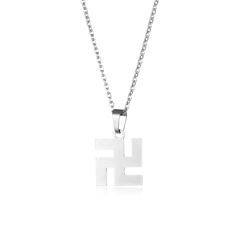 Necklace Stainless Steel Hiphop Titanium Steel Pendant Women's Fashion Buddha Simple Swastika Fashionmonger Personalized Pendant