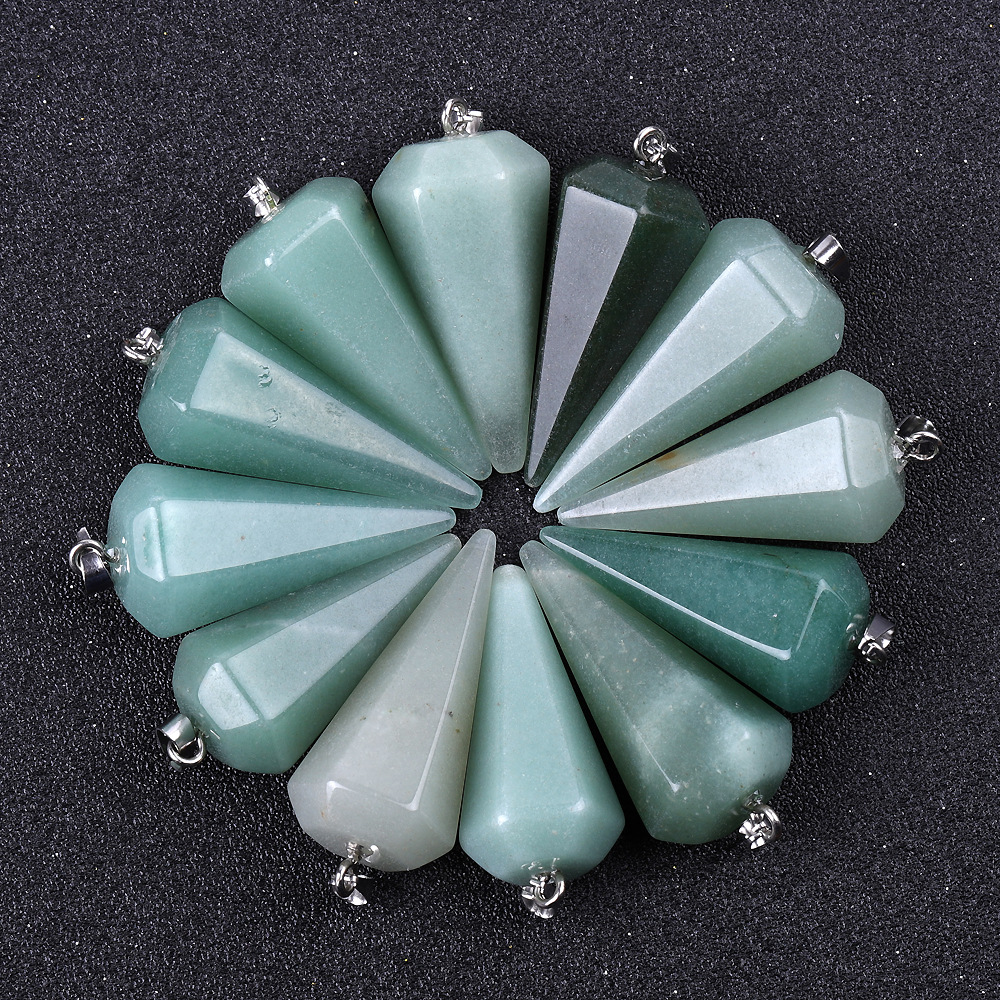 紫水晶白水晶六角锥吊坠金字塔灵摆欧美跨境亚马逊流行首饰品