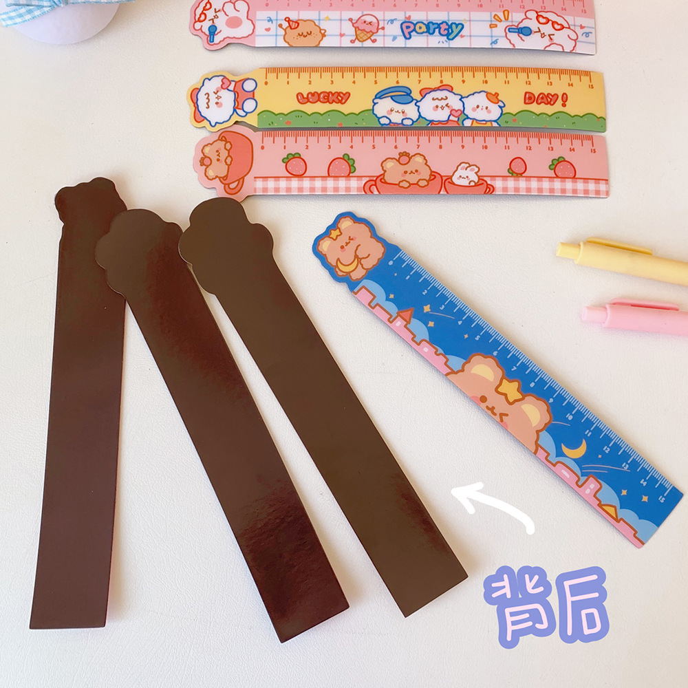 Student Stationery Magnetic Ruler Math Class Ruler Cartoon Cute Korean Fresh Girl Plastic Creative Measure Gauge