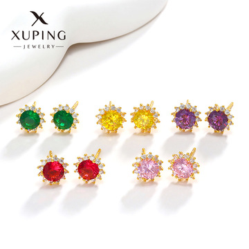 旭平首饰太阳花祖母绿耳环夏款欧美奢华时尚耳饰法式复绿色耳钉女