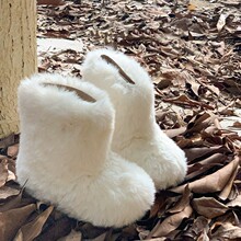 韩版可爱雪怪童鞋女童雪地靴2023年冬季新款时尚加绒保暖宝宝棉靴