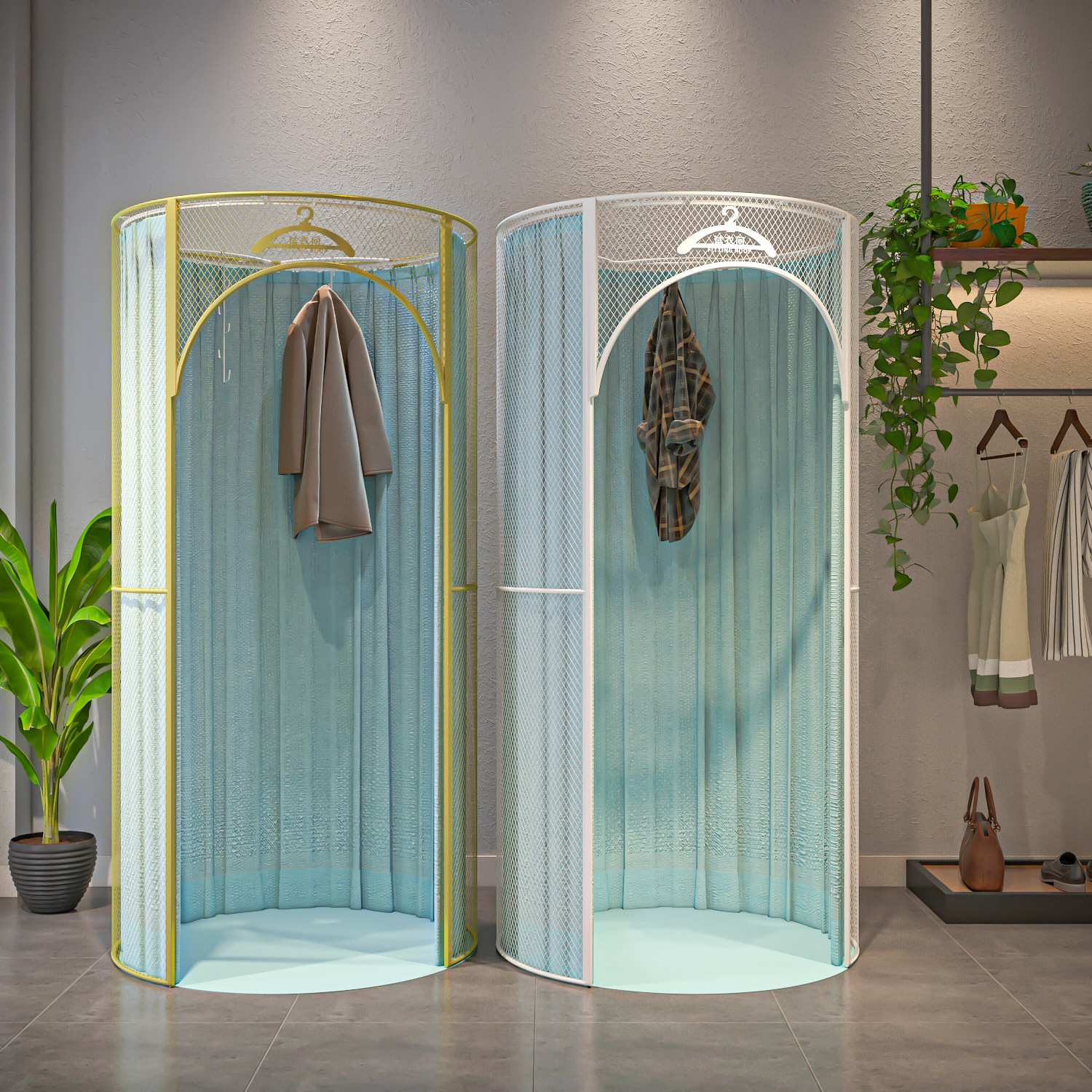 可移动试衣间圆形更衣室活动架子可拆卸落地落地门帘商场换衣间