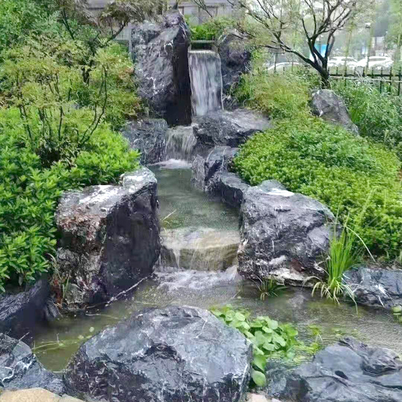 黑山石假山 黑山石批发 庭院流水假山设计 园林景观石