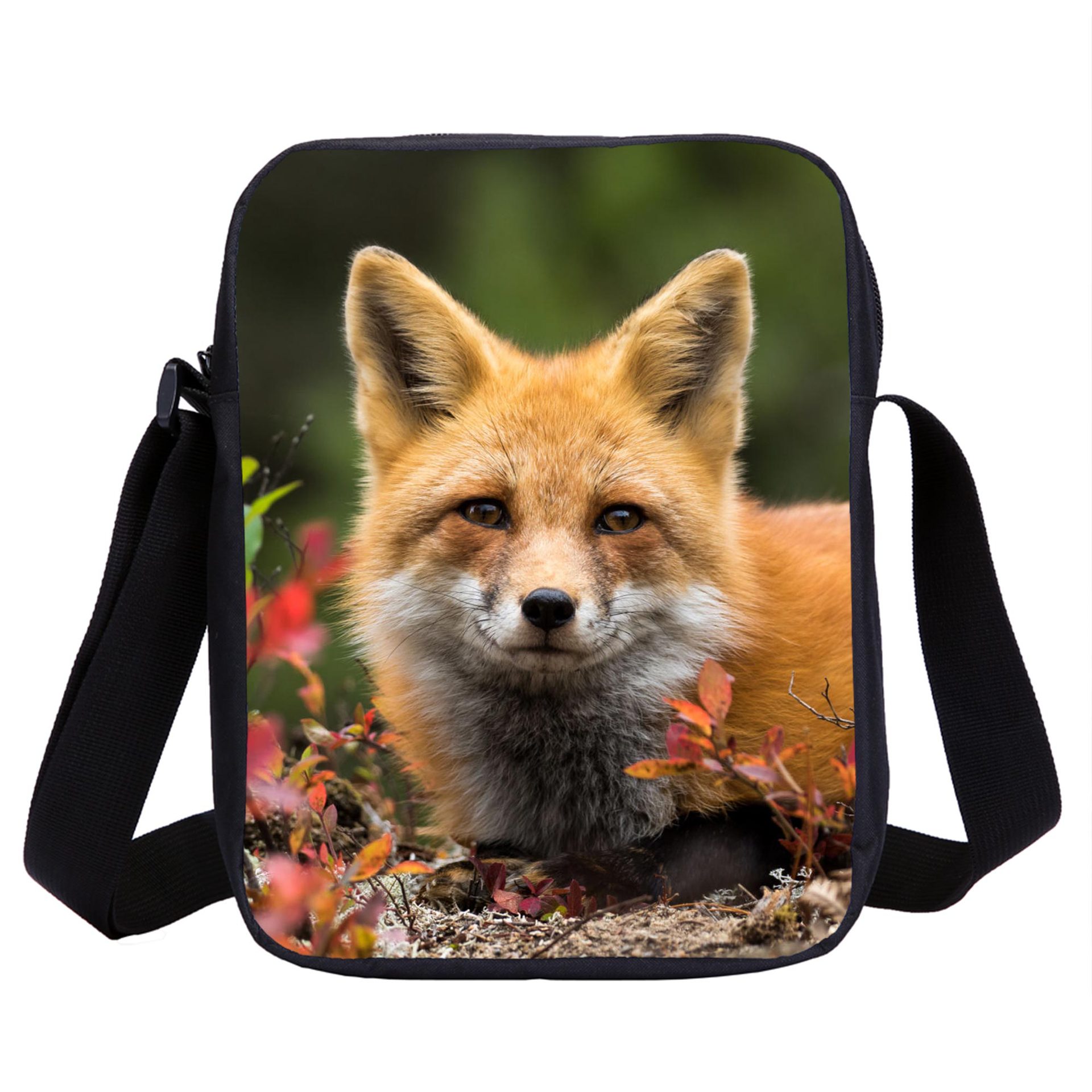 动物狐狸3d印花挎包 跨境货源儿童学生单肩斜挎包厂家一件代发