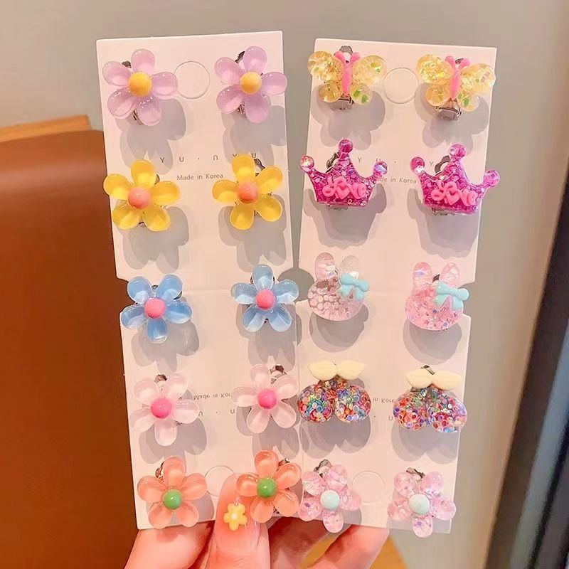 儿童耳环耳夹无痛无耳洞儿童超可爱花朵耳饰新款女孩百搭款耳钉耳