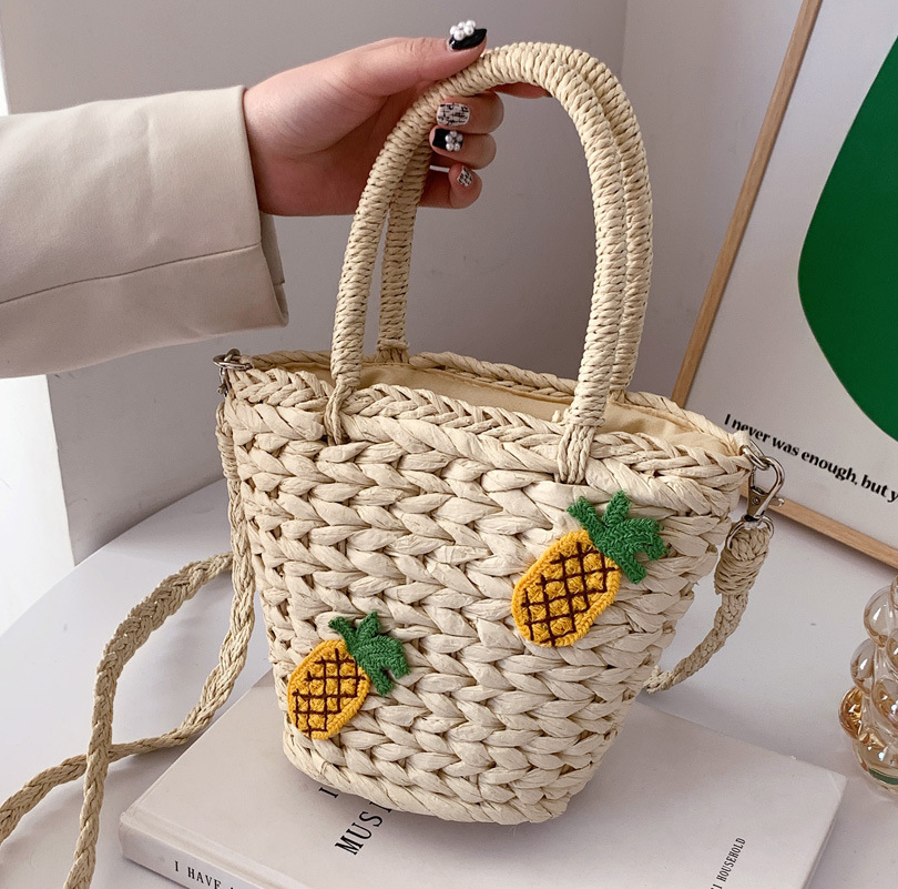 This Year's Popular Bag Women's Bag 2022 New Fashion Ins Niche Straw Portable Bucket Bag Shoulder Messenger Bag