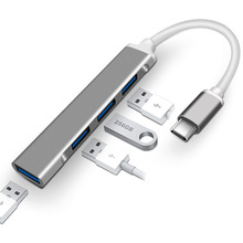 亚马逊 USB3.0迷你铝合金type-c集线器4口HUB分线器1拖4扩展坞