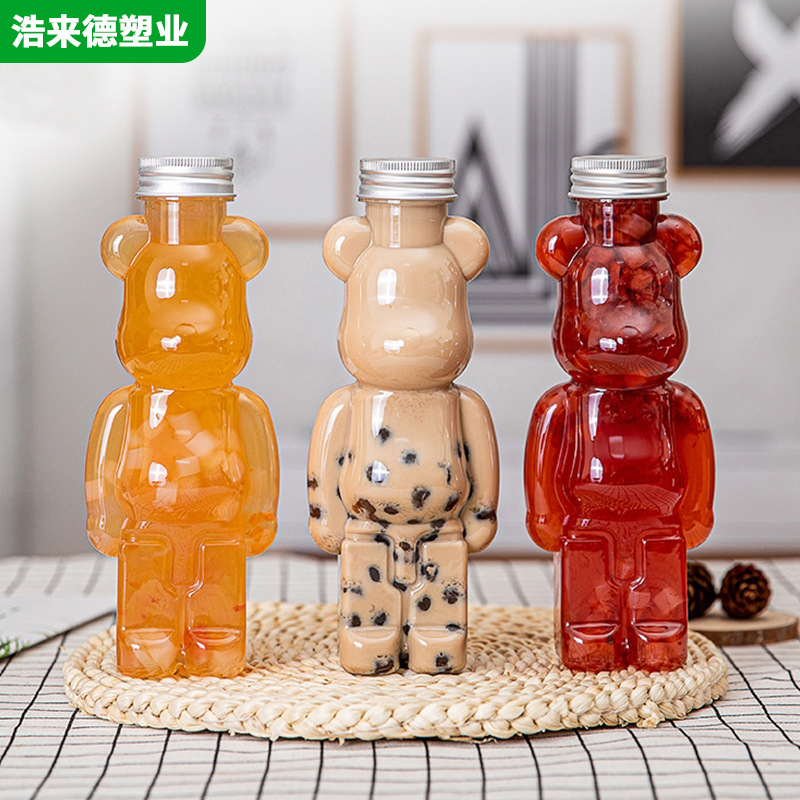 批发pet瓶 250ml暴力熊瓶 创意可爱小熊瓶子果汁饮料瓶塑料奶茶瓶