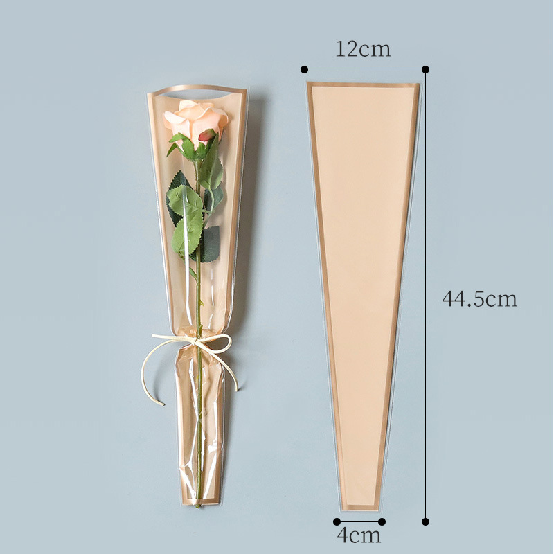 Simple Frame Golden Edge Multi-Bag Transparent Flowers Packaging Printing Waterproof Bouquet Packaging Goddess Festival Single Bouquet Packaging