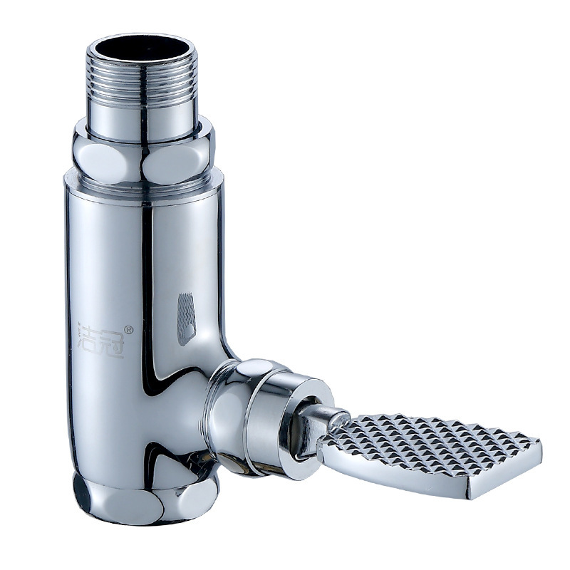 蹲便器冲水阀 厕所卫生间水龙头大便池手按延时黄铜 脚踏阀脚踩式