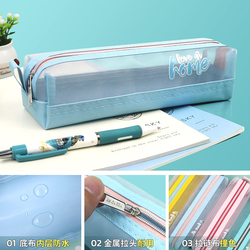 Pencil Case Simple Ins Style Small Fresh Pencil Case Stationery Box Large Capacity High School Student Junior High School Student Pencil Case Boys