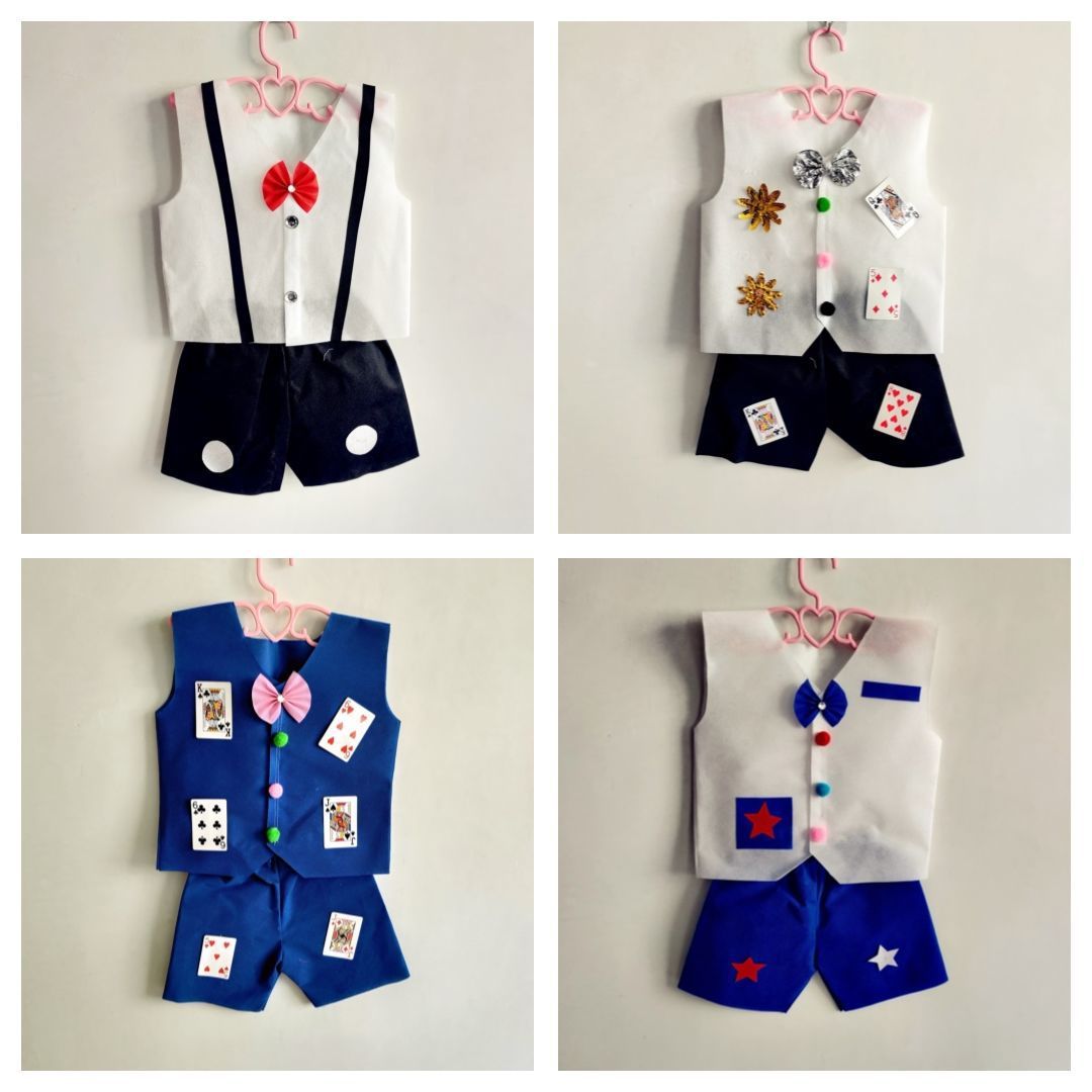 新款环保服装儿童时装走秀演出服亲子幼儿园男童作业手工diy制作