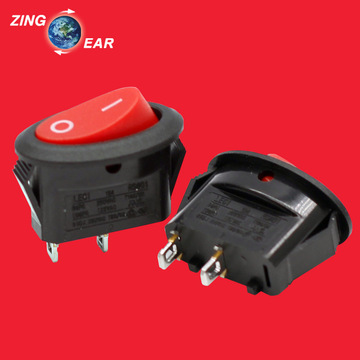 椭圆船型开关两脚两档开关6a/8a 250v带红灯开关
