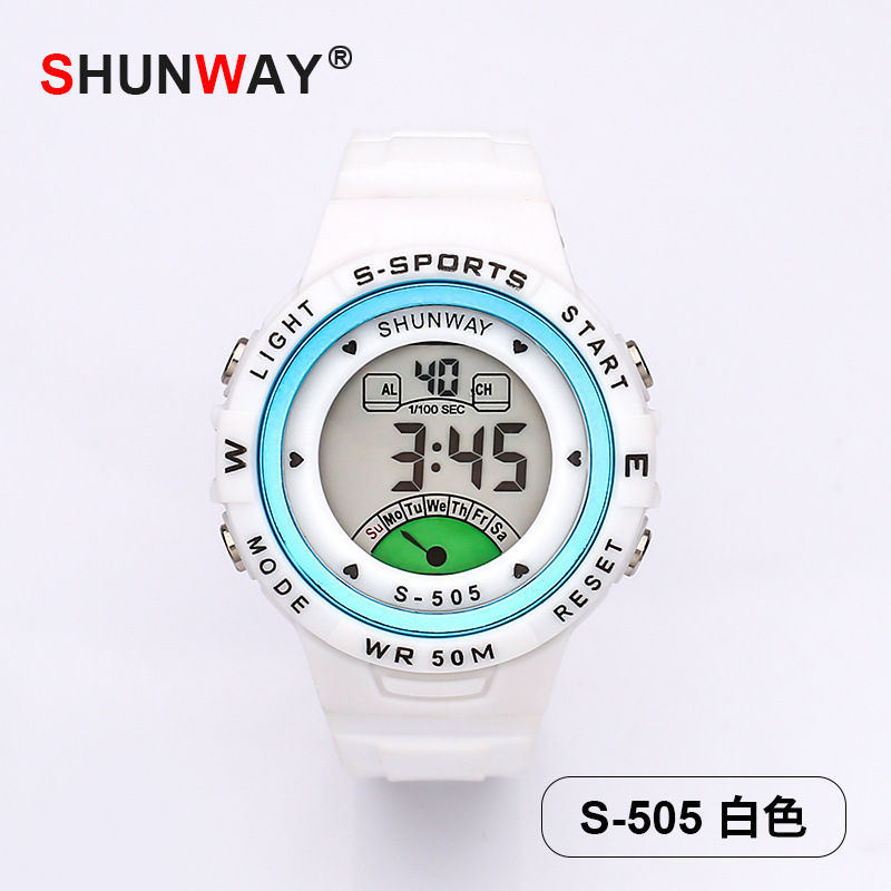 [Manufacturer] 50 M Waterproof Electronic Watch Macaron Children's Sports Watch Luminous Alarm Clock Multi-Function Watch Men and Women