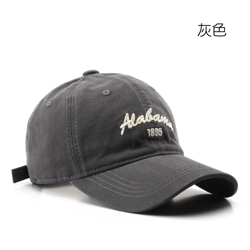 Korean Style Japanese Style Retro Women's Washed Cotton Letters Embroidered Peaked Cap Outdoor Men's Travel Sun Protection Sunshade Baseball Cap