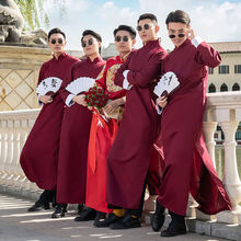 伴郎服中式哥们团服装中国风婚礼结婚礼服相声服大褂长袍马褂唐装