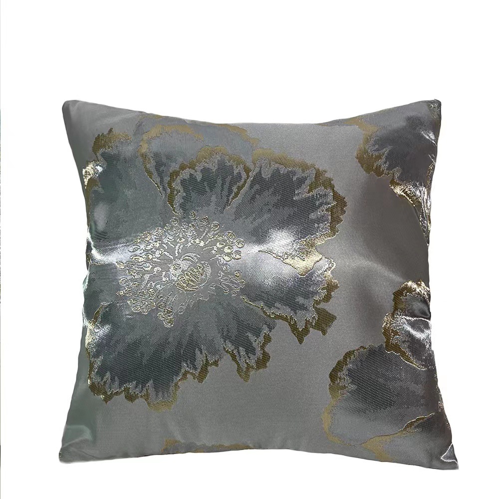 Entry Lux Pillow Gorgeous Flowers Print Living Room Sofa Cushion Cover Lumbar Cushion Cover High Precision Jacquard New Chinese Style