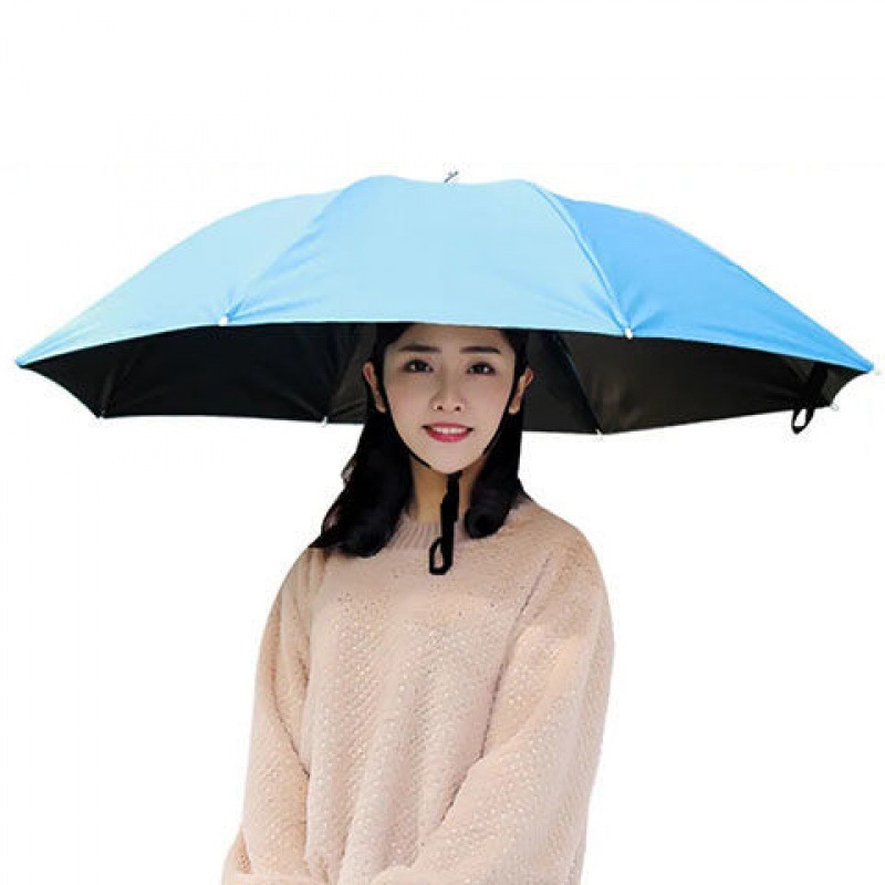 伞帽批发超大头戴雨伞帽子折叠钓鱼头戴户外采茶环卫防晒斗笠伞厂