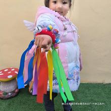 六一幼儿园早操手腕丝带彩带摇铃运动会道具弹力红色手环舞蹈表演