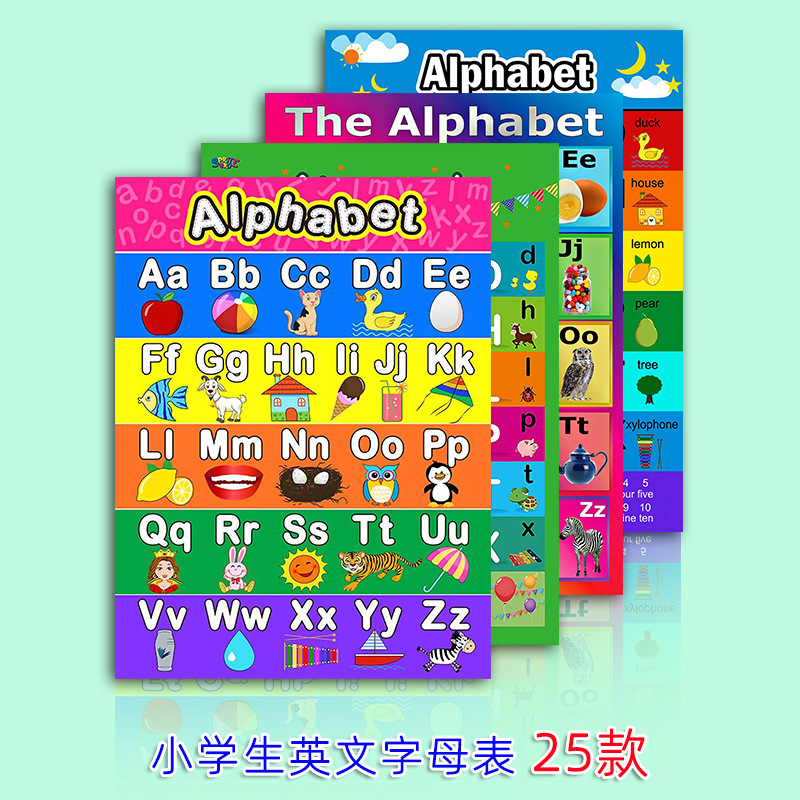 Amazon Children's Education Poster Inkjet English Alphabet Cartoon Animal Decorative Painting for Children's Room