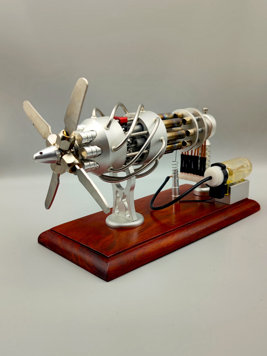 斯特林斜盘16缸飞机发动机模型8缸热动力可发动微型迷你蒸汽引擎