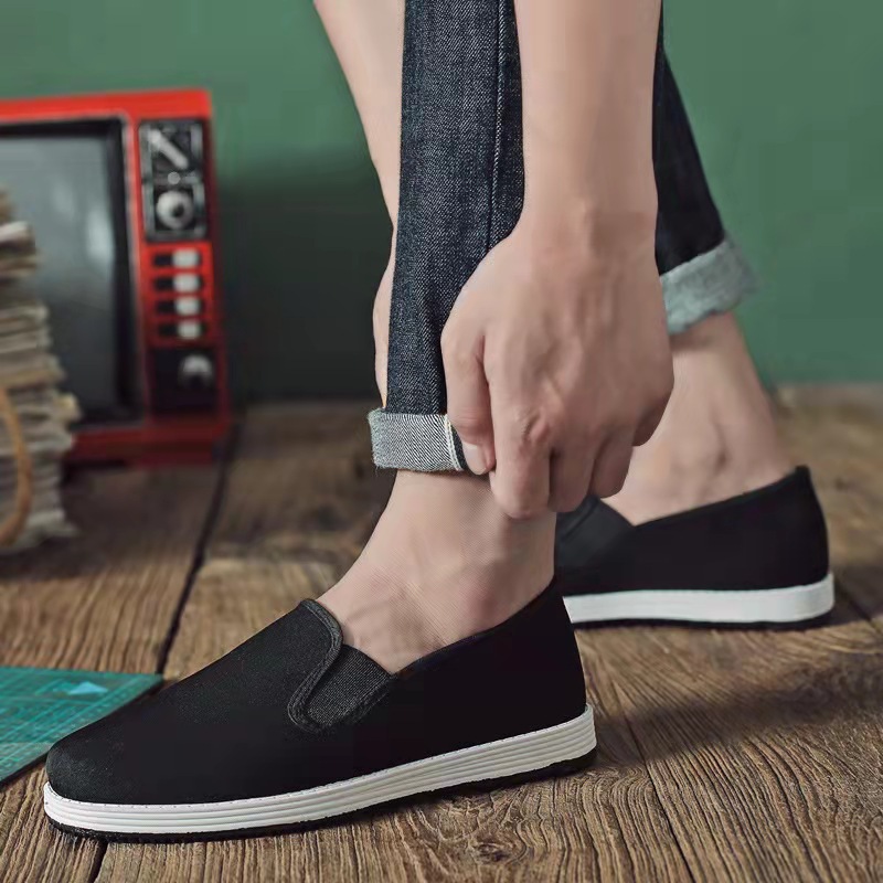 Old Beijing Cloth Shoes Men's Spring Leisure Slip-on Men's Cavas Shoes Driving Work Strong Cloth Soles Black Cloth Shoes Women