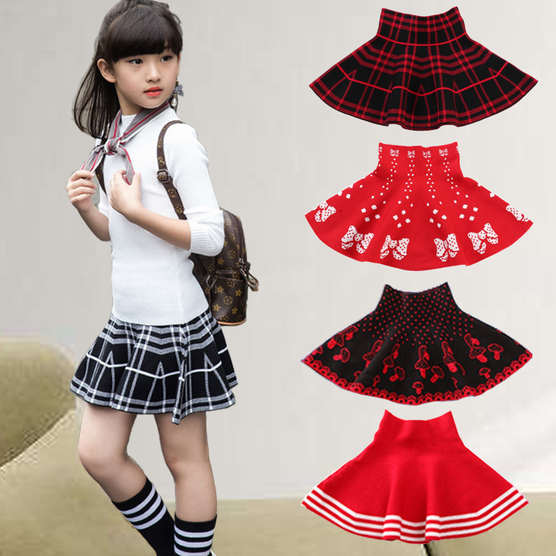 童装女童秋冬短裙儿童针织半身裙女孩百褶裙中大童冬季洋气短裙子