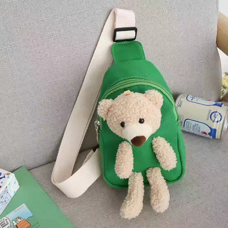 Children's Bag 2023 Spring New Crossbody Bag Cute Bear Chest Bag Boys and Girls Mini Canvas Bag Fashion Bags Wholesale