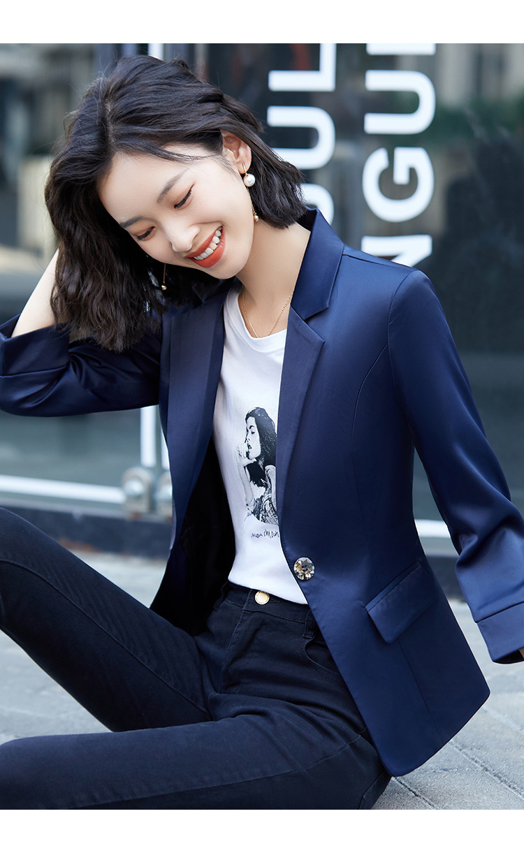 浅蓝色西装外套女2022春季新品休闲职业装套装韩版时尚女士小西服