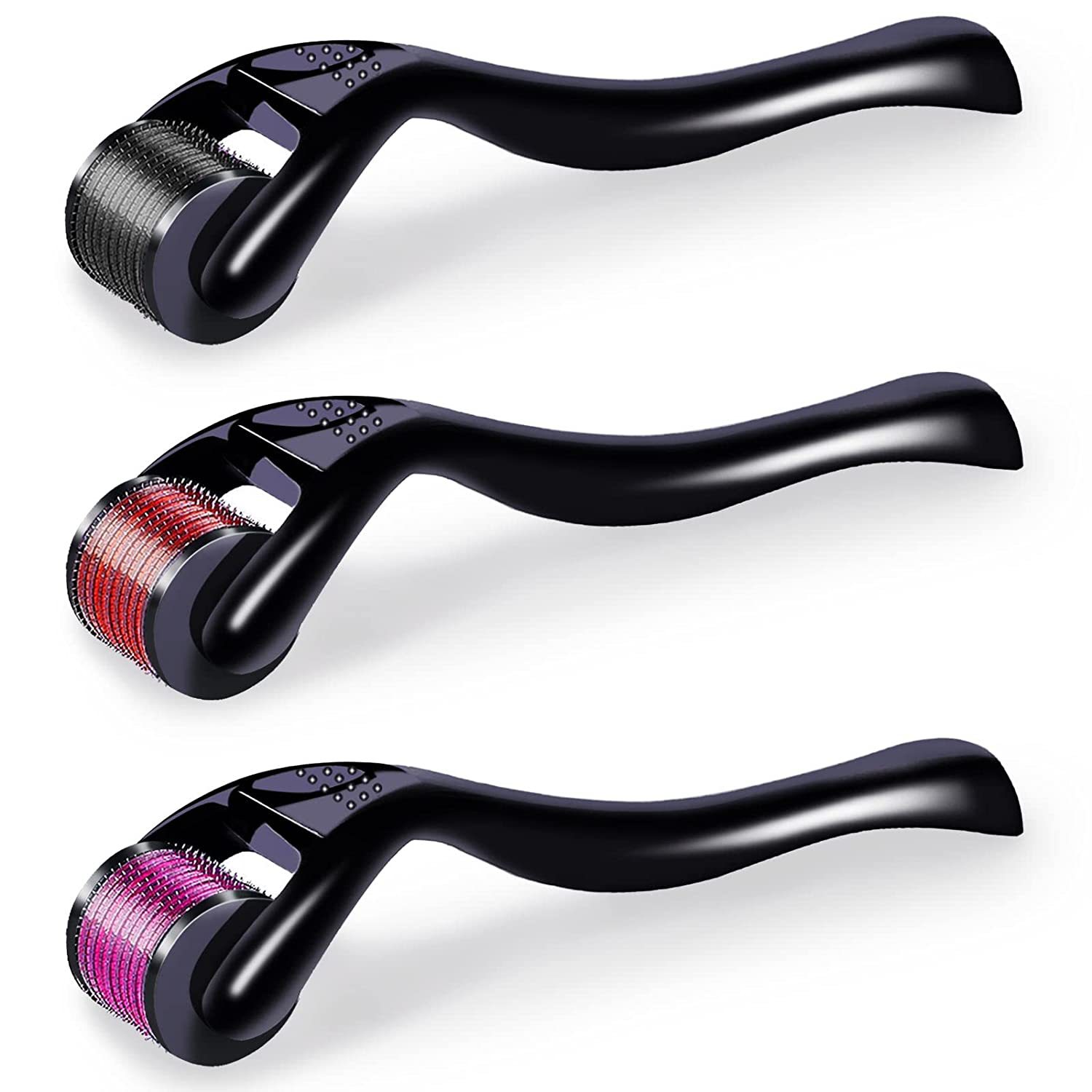 跨境亚马逊胡须540微针滚轮大量货源黑色柄黑轮美容导入皮肤滚针