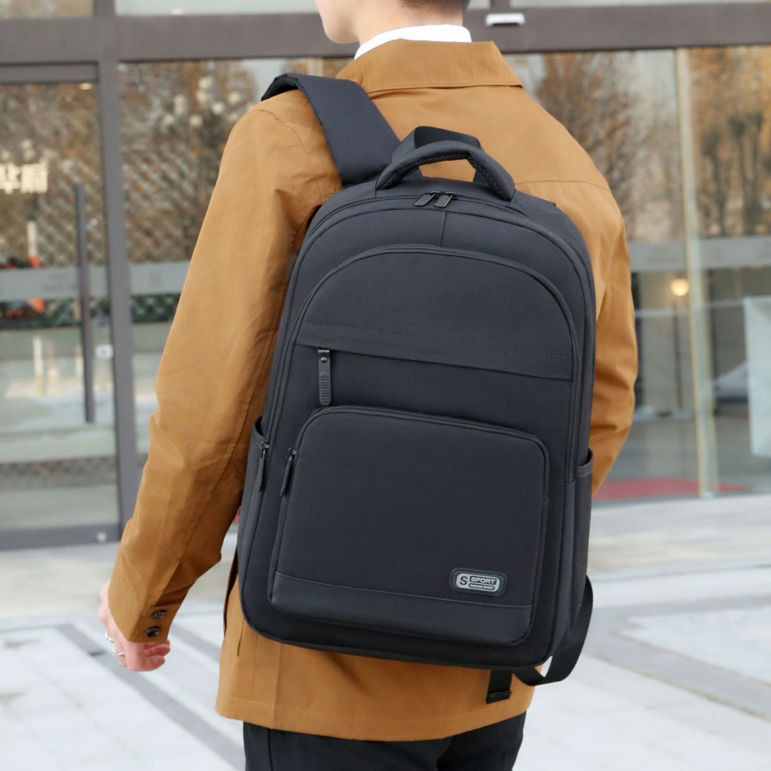 双肩包男士大容量商务旅行包电脑背包高品质出差双肩包印制logo