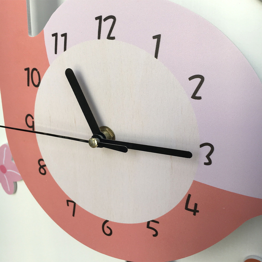 funlife北欧动物款童趣摆锤钟 火烈鸟挂钟 儿童房装饰钟表 uwc015