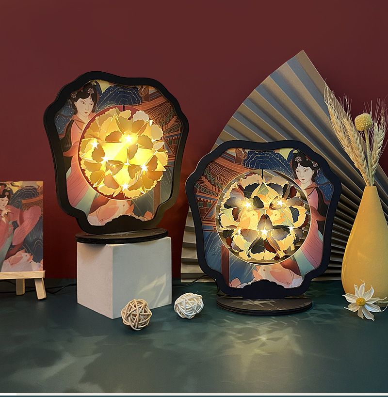 创意中国风纸雕灯 diy纸艺台灯材料包 手工组装床头摆件装饰礼物