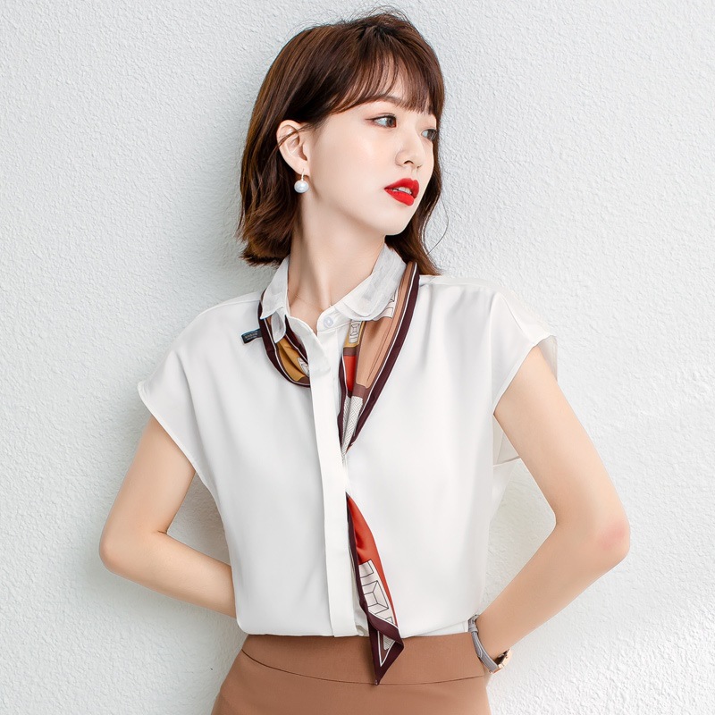 夏季领巾新款搭配衬衣复古白色衬衫女士设计感小众气质丝巾围巾