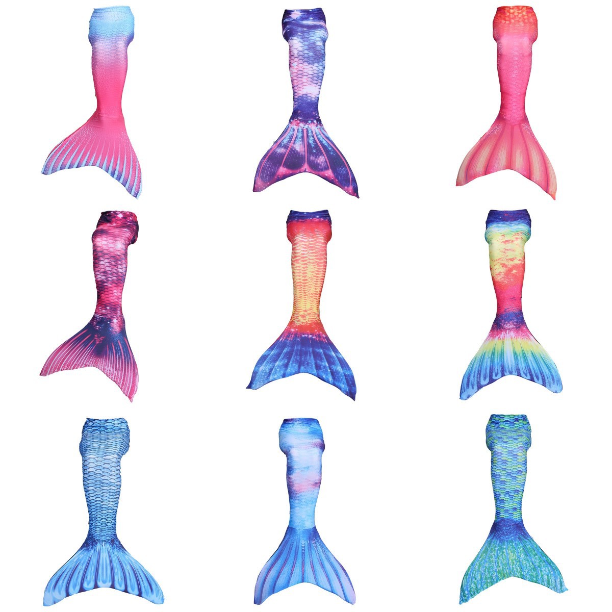 新款儿童美人鱼泳衣服装女孩人鱼公主裙粉红色美人鱼尾巴温泉