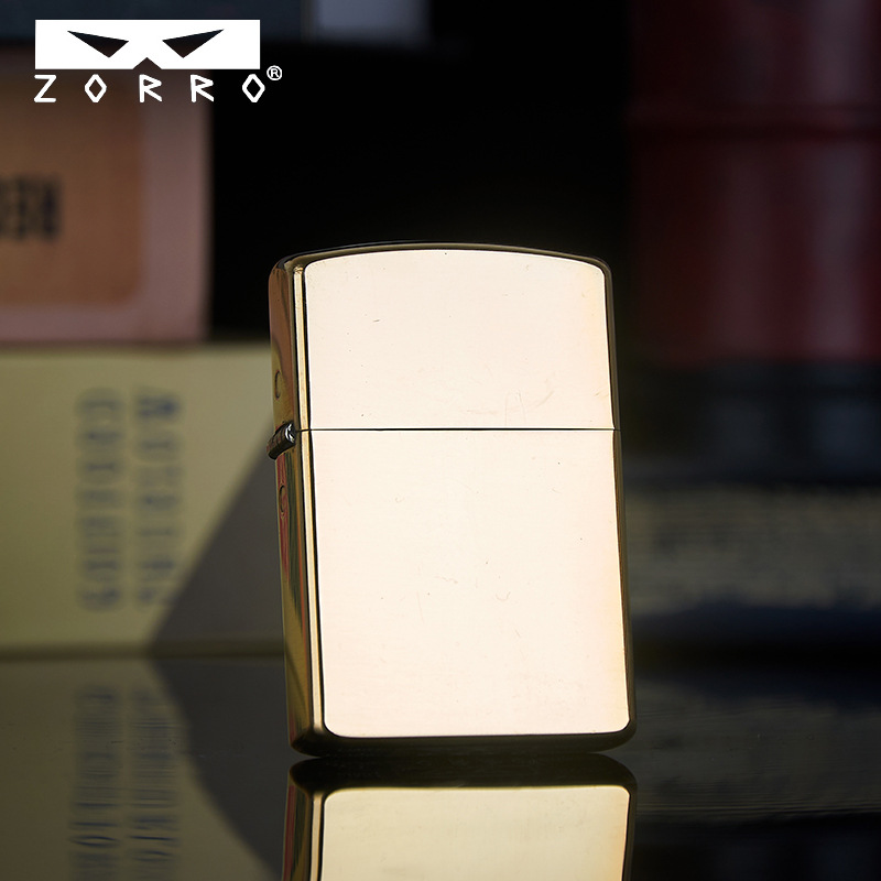 zorro 佐罗二代升级版原铜光板防风煤油打火机简约创意个性男礼物
