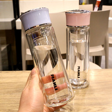 双层玻璃杯子女便携韩国清新可爱茶水泡茶杯网红水杯ins茶隔杯子